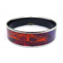 NEUF BRACELET HERMES LARGE 19MM EN EMAIL IMPRIME 65MM VIOLET ENAMEL JEWEL 480€