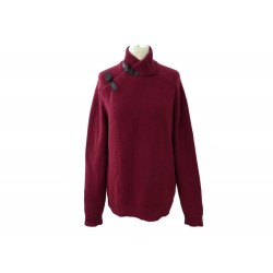 NEUF PULL HERMES EN MAILLE COL SANGLES T 36 S EN CACHEMIRE LAINE BORDEAUX 1400€