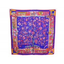 FOULARD HERMES FANTAISIES INDIENNES EN SOIE BLEUE CARRE 90 DUBIGEON SCARF 360€