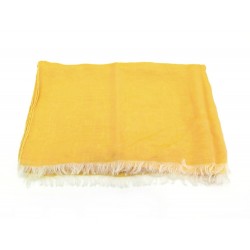 NEUF ETOLE HERMES UNIE A FRANGES FOULARD EN MOUSSELINE DE SOIE JAUNE SCARF 705€