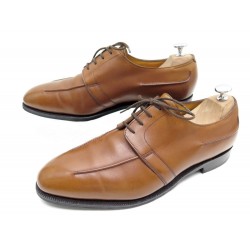 NEUF CHAUSSURES JOHN LOBB MILAN 10EE 44 LARGE CUIR MARRON PATINE + SAC 