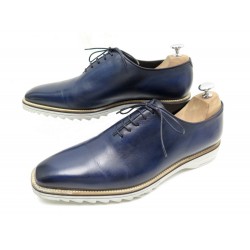 CHAUSSURES BERLUTI ALESSANDRO SPADA DEMESURE 9 43 CUIR BLEU PATINE SHOES 1180€