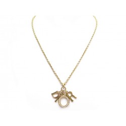 COLLIER DIOR INITIALES & STRASS 50 CM EN METAL DORE GOLDEN NECKLACE JEWEL 330€