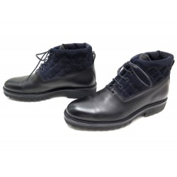 NEUF BOTTINES HESCHUNG BOOTS VANCOUVERT 8.5 43 CUIR NOIR BLEU MATELASSE 850€