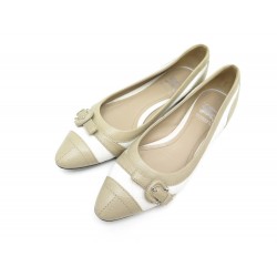 CHAUSSURES BALLERINES A BOUCLE BURBERRY 36.5 37 CUIR BEIGE BALLERINA SHOES 340€