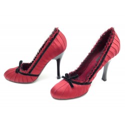 CHAUSSURES LOUIS VUITTON ESCARPINS 40 EN SATIN ROUGE RED HIGH HEELS SHOES 500€