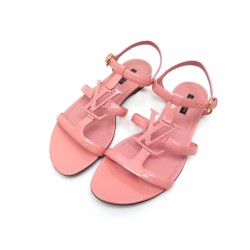 CHAUSSURES LOUIS VUITTON SANDALES PLATES 39 LOGO LV CUIR ROSE FLAT SANDALS 550€