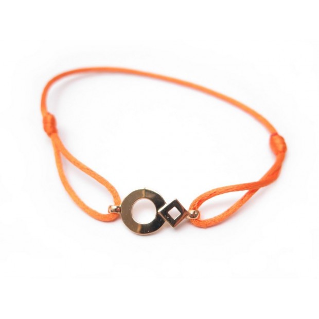 NEUF BRACELET LIEN TOURNAIRE SIGNE ECLIPSE ROND EN OR JAUNE CORDON ORANGE 660€