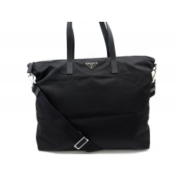 NEUF SAC A MAIN PRADA CABAS BANDOULIERE NYLON NOIR CANVAS SHOPPING TOTE BAG 850€