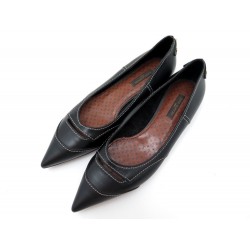 NEUF CHAUSSURES LOUIS VUITTON BALLERINES 36.5 CUIR NOIR LEATHER FLAT SHOES 600€