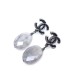 NEUF BOUCLES D'OREILLES CHANEL LOGO CC METAL ARGENTE PIERRE GRISE EARRINGS 690€