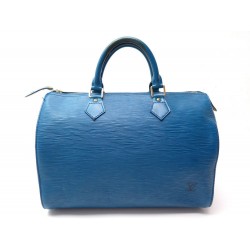 SAC A MAIN LOUIS VUITTON SPEEDY 30 CUIR EPI BLEU LEATHER HAND BAG PURSE