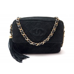 SAC A MAIN CHANEL BANDOULIERE LOGO CC DAIM MATELASSE NOIR HAND BAG PURSE 2300€