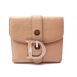 PORTEFEUILLE CHRISTIAN DIOR SOFT CANNAGE PORTE CARTES CUIR BEIGE WALLET 390€