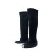 CHAUSSURES CHANEL LOGO CC G26135 BOTTES CUISSARDES 38.5 DAIM NOIR BOOTS 1200€