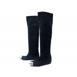 BOTTES CHANEL LOGO G26135 38.5 DAIM NOIR 