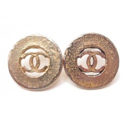 BOUCLES D'OREILLES A CLIP CHANEL RONDES LOGO CC EN METAL DORE EARRINGS 360€