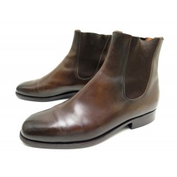 CHAUSSURES JM WESTON 700 9.5D 43.5 BOTTINES CHELSEA CUIR MARRON LOW BOOTS 890€