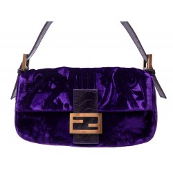 NEUF SAC A MAIN FENDI BAGUETTE 8BR000 EN VELOURS VIOLET VELVET BAG PURSE 1390