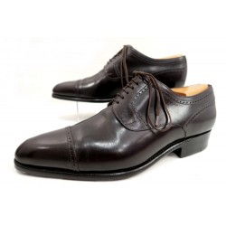  192034 CHAUSSURES JM WESTON 448 DERBY 7D 41 EN CUIR MARRON + EMBAUCHOIRS SHOES 655