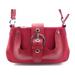 SAC A MAIN LANCEL EN TOILE ET CUIR ROUGE CANVAS LEATHER RED HAND BAG PURSE 250