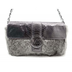 NEUF SAC A MAIN MICHAEL KORS FLURRY FOURRURE DE LAPIN GRIS HAND BAG PURSE 375