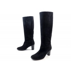 CHAUSSURES YVES SAINT LAURENT CHYC BOTTES A TALONS 39 DAIM NOIR DEER BOOTS 995€