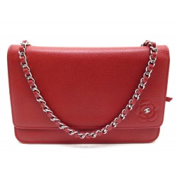 NEUF SAC A MAIN CHANEL WOC CAMELIA CUIR CAVIAR ROUGE BANDOULIERE RED BAG 1865€