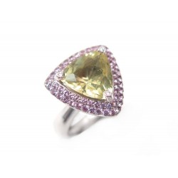 BAGUE MAUBOUSSIN SUBTILE EXTASE T52 OR BLANC 18K CITRINE SAPHIRS GOLD RING 5190€