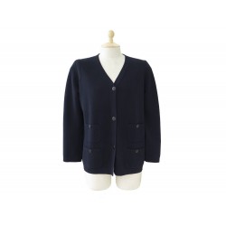 NEUF GILET CHANEL CARDIGAN TAILLE 38 M PULL EN COTON BLEU VESTE JACKET 1980€