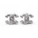 NEUF BOUCLES D'OREILLES CHANEL PUCES LOGO CC ARGENTE BRILLANT 2016 EARRINGS 500€