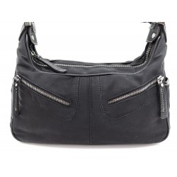 SAC A MAIN TOD S HOBO 28CM EN TOILE MICRO FIBRE NOIR BLACK HAND BAG PURSE 700