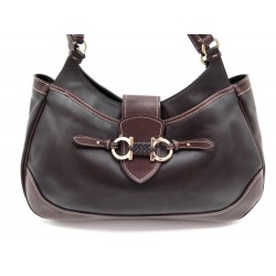 SAC A MAIN SALVATORE FERRAGAMO ERIN DEUX TON CUIR MARRON CABAS PURSE 1350€