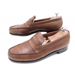 CHAUSSURES JM WESTON MOCASSINS 7.5C 41.5 EN CUIR MARRON GOLD LOAFER SHOES