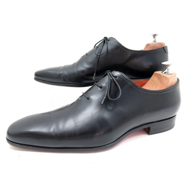 CHAUSSURES SANTONI 6 IT 41 FR RICHELIEU EN CUIR NOIR BLACK SHOES LEATHER 760€