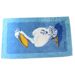 TAPIS DE PLAGE HERMES PELICAN SERVIETTE DRAP DE BAIN 90 x 150 CM BLEU TOWEL 430€