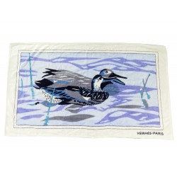 TAPIS DE PLAGE HERMES CANARDS SERVIETTE DRAP DE BAIN 90 x 150CM BLANC TOWEL 430€