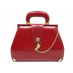 VINTAGE SAC A MAIN LANCEL MALLETTE DE DOCTEUR EN CUIR ROUGE CADENAS DOCTOR BAG