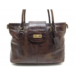 SAC A MAIN MAC DOUGLAS EN CUIR FACON CROCODILE MARRON LEATHER HAND BAG 380€