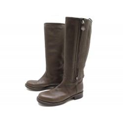 CHAUSSURES HERMES MOTARDES 39 BOTTES MOTO CUIR MARRON LEATHER BOOTS SHOES 1800€