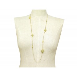 COLLIER CHRISTIAN DIOR SAUTOIR CRISTAUX EN METAL DORE NECKLACE GOLDEN JEWEL 590€