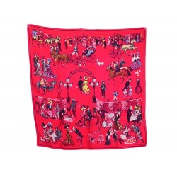 FOULARD HERMES ARMENONVILLE CARRE 90 CLERC EN SOIE ROSE PINK SILK SCARF 360€