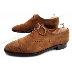 CHAUSSURES JOHN LOBB SEYMOUR RICHELIEU 7.5E 41.5 DAIM MARRON BROWN SHOES 1055