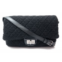 SAC A MAIN CHANEL 2.55 FERMOIR MADEMOISELLE EN TWEED LAINE NOIR