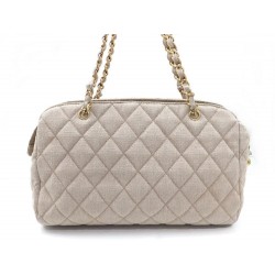  SAC A MAIN CHANEL EN TOILE BEIGE 38CM 