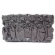 NEUF SAC A MAIN PRADA CUIR PLISSE BP0203 POCHETTE GRIS GREY GRAFITE CLUTCH 1400€