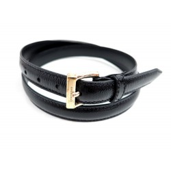 CEINTURE BURBERRY 80 EN CUIR VERNI NOIR DOREE FEMME BLACK GOLD LEATHER BELT 235€