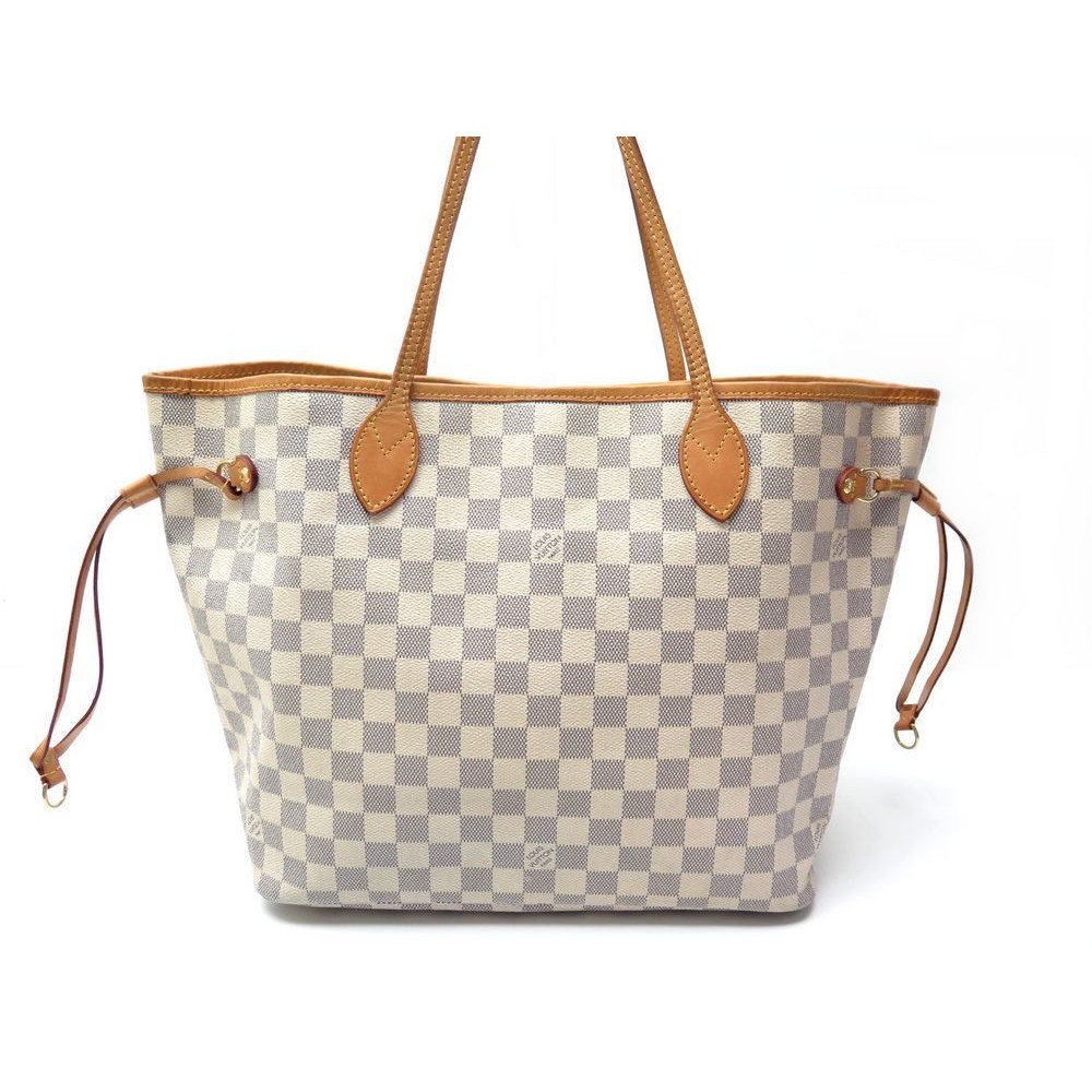 Louis Vuitton Neverfull medium model shopping bag in azure damier
