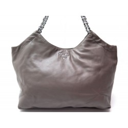 SAC A MAIN PRADA MANICI BR4487 CABAS EN CUIR TAUPE ANSE CHAINE HAND BAG 2100€