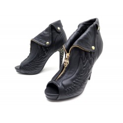 NEUF CHAUSSURES ALEXANDER MCQUEEN AILES 39 BOTTINES CUIR NOIR WING BOOTS 1100€